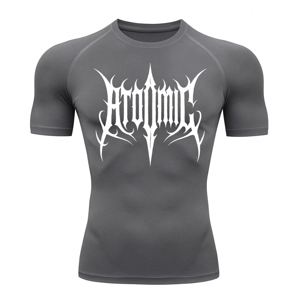 Camiseta Compressão Uv Manga Curta Cyber Tribal Atoomic Imperium Dark Rash Guard