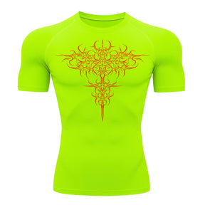 Camiseta Compressão Uv 50+ Manga Curta Cyber Tribal Savage Emblem Rash Guard