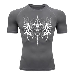 Camiseta Compressão Uv 50+ Manga Curta Cyber Tribal Dark Vanguard Rash Guard camisa