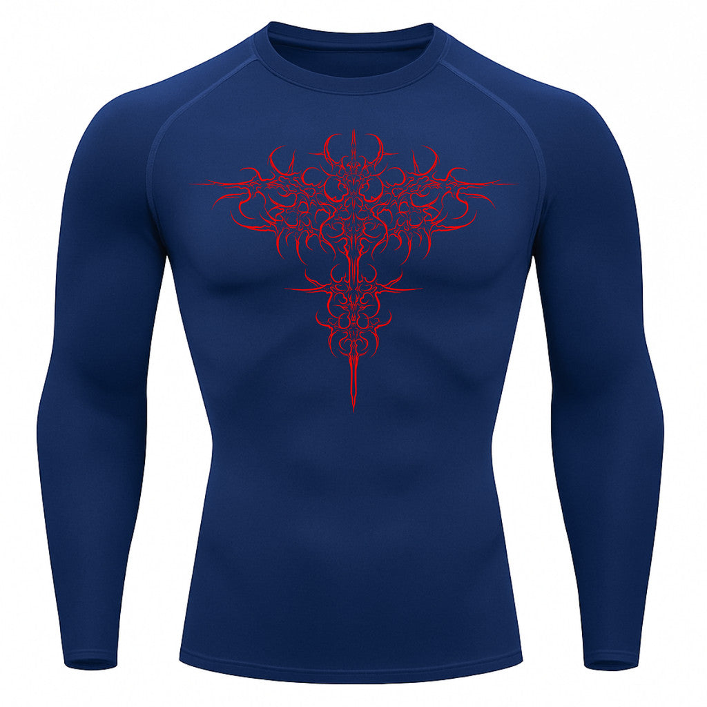 Camiseta Compressão Uv 50+ Manga Longa Cyber Tribal Savage Emblem Rash Guard