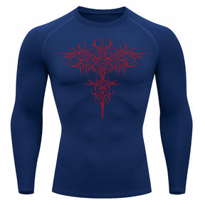 Camiseta Compressão Uv 50+ Manga Longa Cyber Tribal Savage Emblem Rash Guard