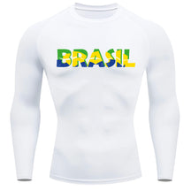 Camiseta Compressão Manga Longa Proteção UV 50+ Brasil Colorido Camiseta Varias Cores Rash Guard