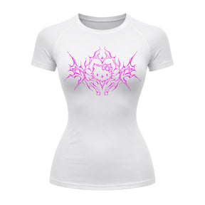 Camiseta Compressão Uv Manga Curta Cyber Tribal Black Heart Hello Kitty Rash Guard