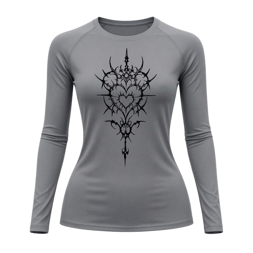 Camiseta Compressão Uv Manga Longa Cyber Tribal Iron Heart Dark Rash Guard