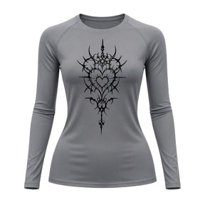 Camiseta Compressão Uv Manga Longa Cyber Tribal Iron Heart Dark Rash Guard