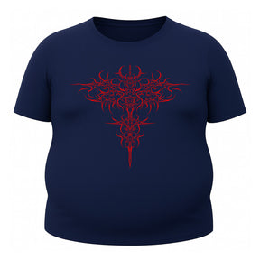 Camiseta Plus Size Uv 50+ Manga Curta Cyber Tribal Savage Emblem Rash Guard