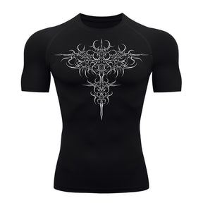 Camiseta Compressão Uv 50+ Manga Curta Cyber Tribal Savage Emblem Rash Guard