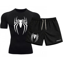 Kit Camiseta Térmica Manga Curta Uv E Bermuda Elastano Estampa Venom Rash Guard
