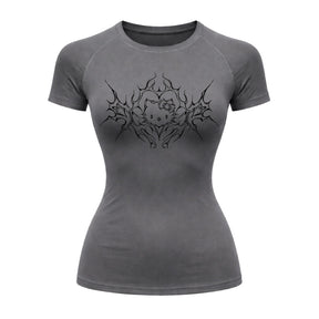 Camiseta Compressão Uv Manga Curta Cyber Tribal Black Heart Hello Kitty Rash Guard