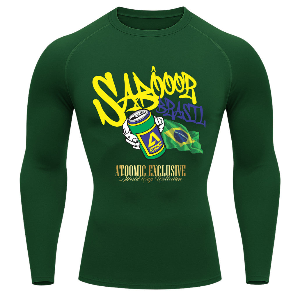 Camiseta Compressão Manga Longa UV Atoomic Sabor Brasil Varias Cores Rash Guard