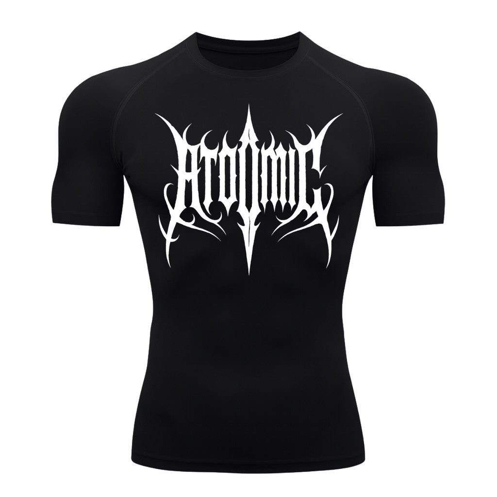 Camiseta Compressão Uv Manga Curta Cyber Tribal Atoomic Imperium Dark Rash Guard