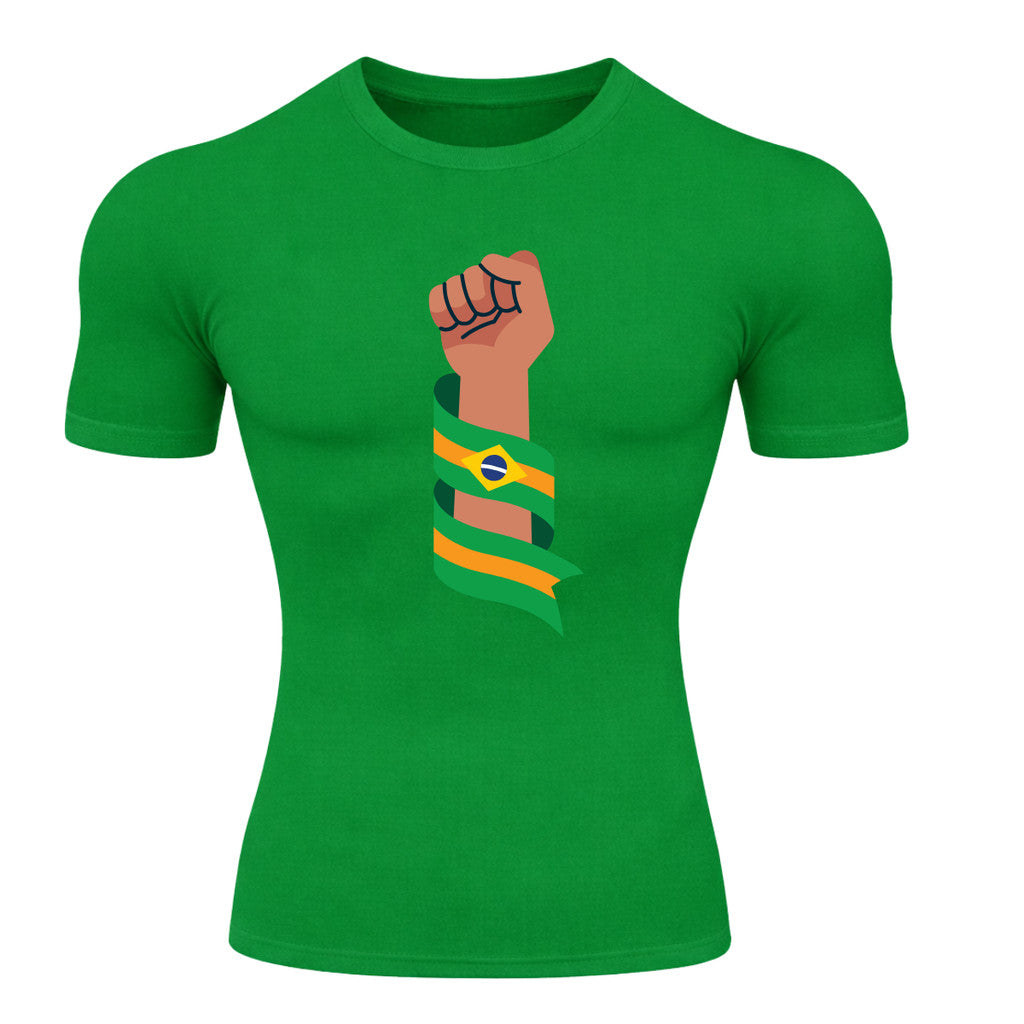 Camiseta Compressão Manga Curta Proteção UV 50+ Resistência Brasil Colorido Camiseta Varias Cores Rash Guard