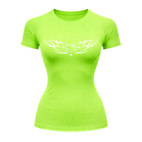Camiseta Compressão Uv Manga Curta Cyber Tribal Angel Hello Kitty Rash Guard