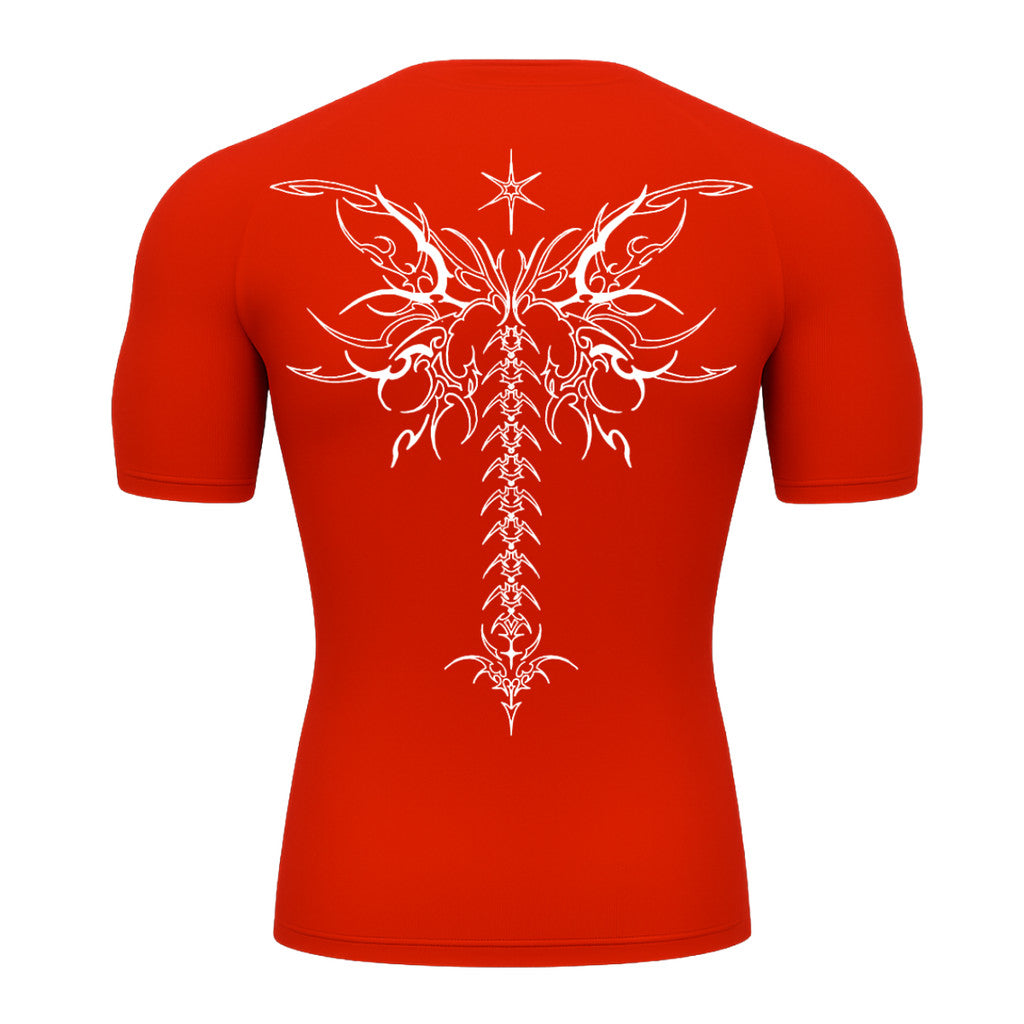 Camiseta Compressão Uv Manga Curta Cyber Tribal Shadow Stinger Wings Rash Guard