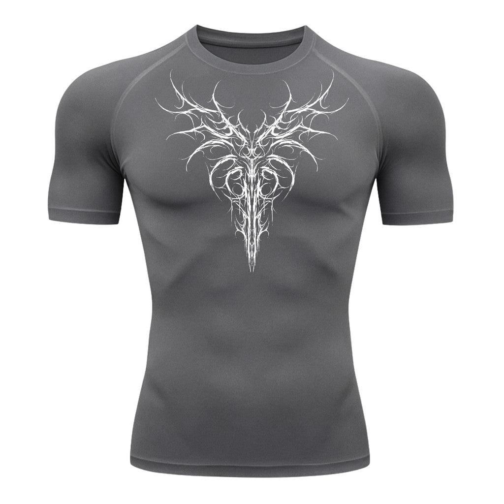 Camiseta Compressão Uv 50+ Manga Curta Cyber Tribal Dark Instinct Rash Guard