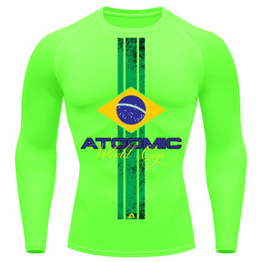 Camiseta Compressão Manga Longa UV Atoomic Brasil Edition Varias Cores Rash Guard