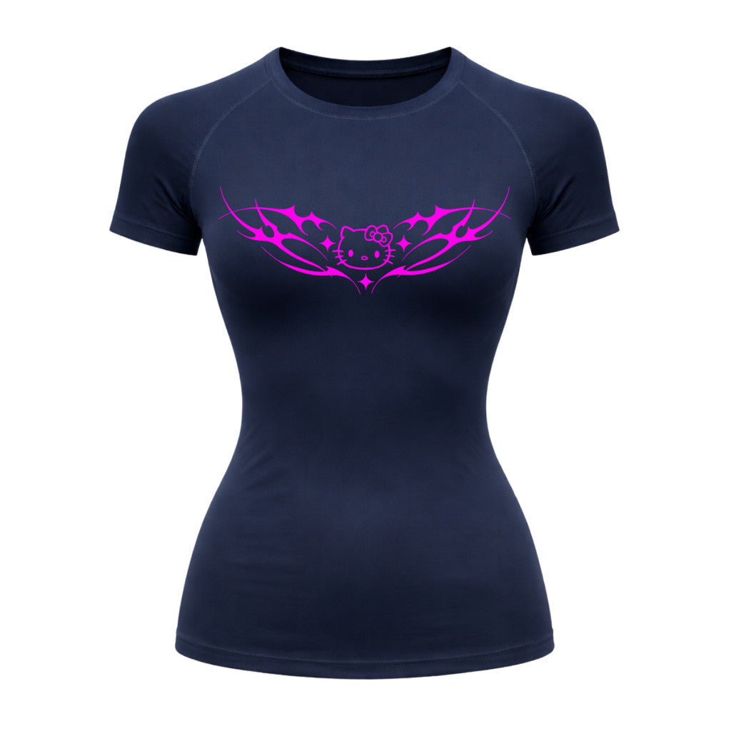 Camiseta Compressão Uv Manga Curta Cyber Tribal Angel Hello Kitty Rash Guard