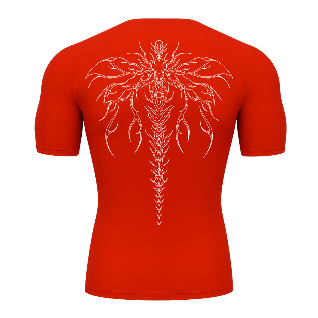 Camiseta Compressão Uv Manga Curta Cyber Tribal Chimera Spine Rash Guard