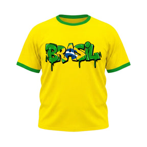 Camiseta Plus Size Manga Curta Gola E Manga Colorida UV Atoomic Brasil Drip Edition Copa