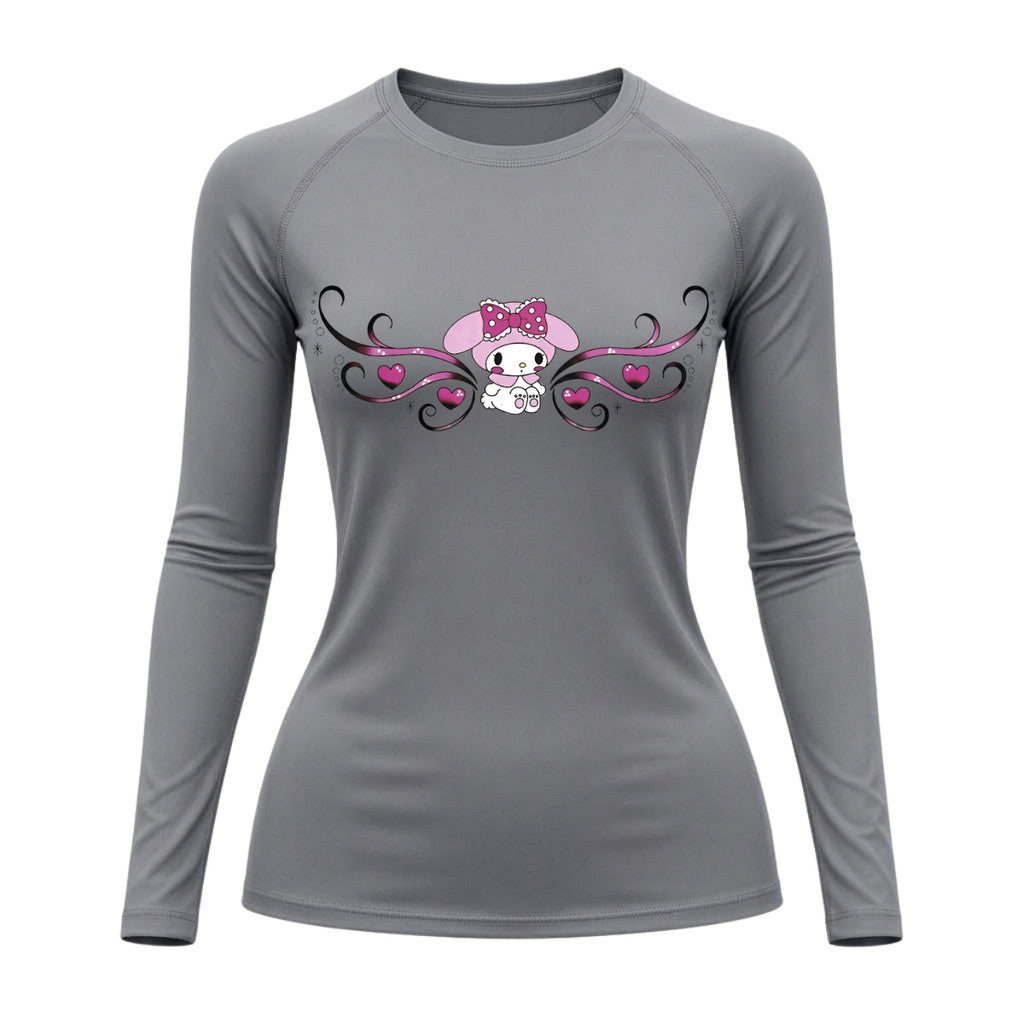 Camiseta Compressão Uv Manga Longa Cyber Tribal My Melody Hello Kitty Rash Guard