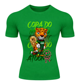 Camiseta Compressão Manga Curta UV Atoomic Onça Mascote Brasil Varias Cores Rash Guard