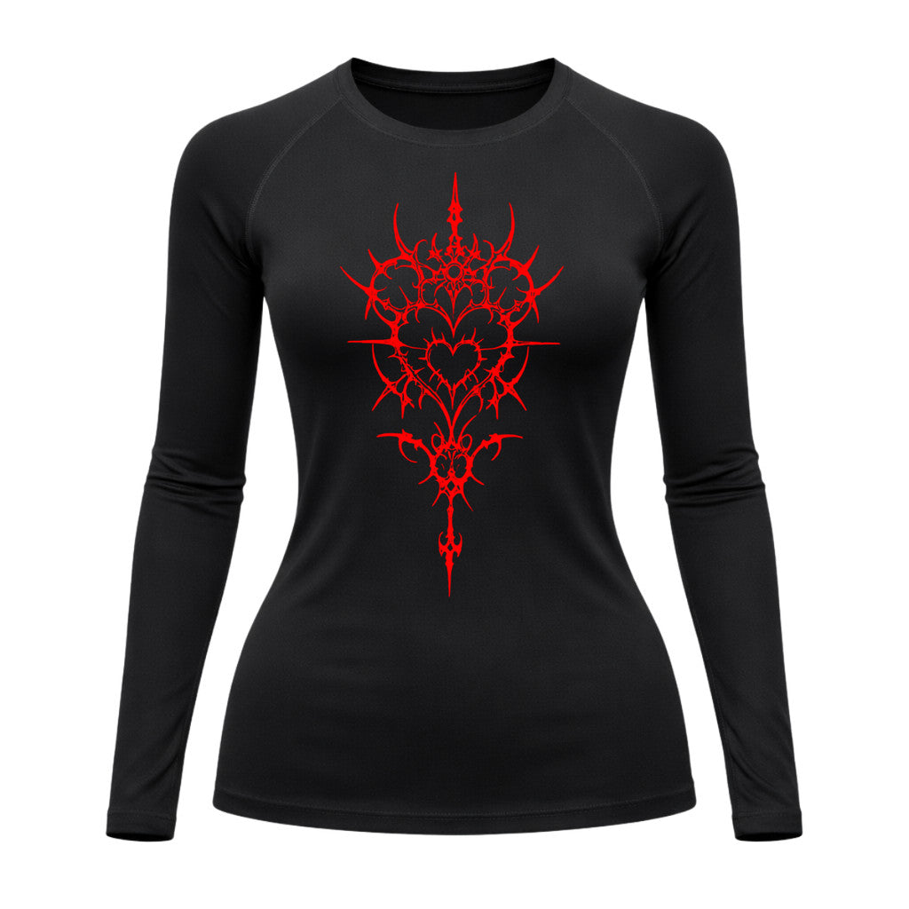 Camiseta Compressão Uv Manga Longa Cyber Tribal Iron Heart Dark Rash Guard