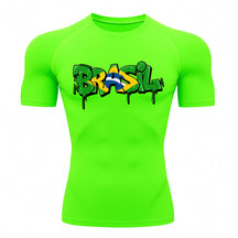 Camiseta Compressão Manga Curta UV Brasil Drip Edition Varias Cores Rash Guard