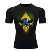 Camiseta Compressão Manga Curta UV Justiceiro Brasil Varias Cores Rash Guard