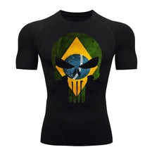 Camiseta Compressão Manga Curta UV Justiceiro Brasil Varias Cores Rash Guard