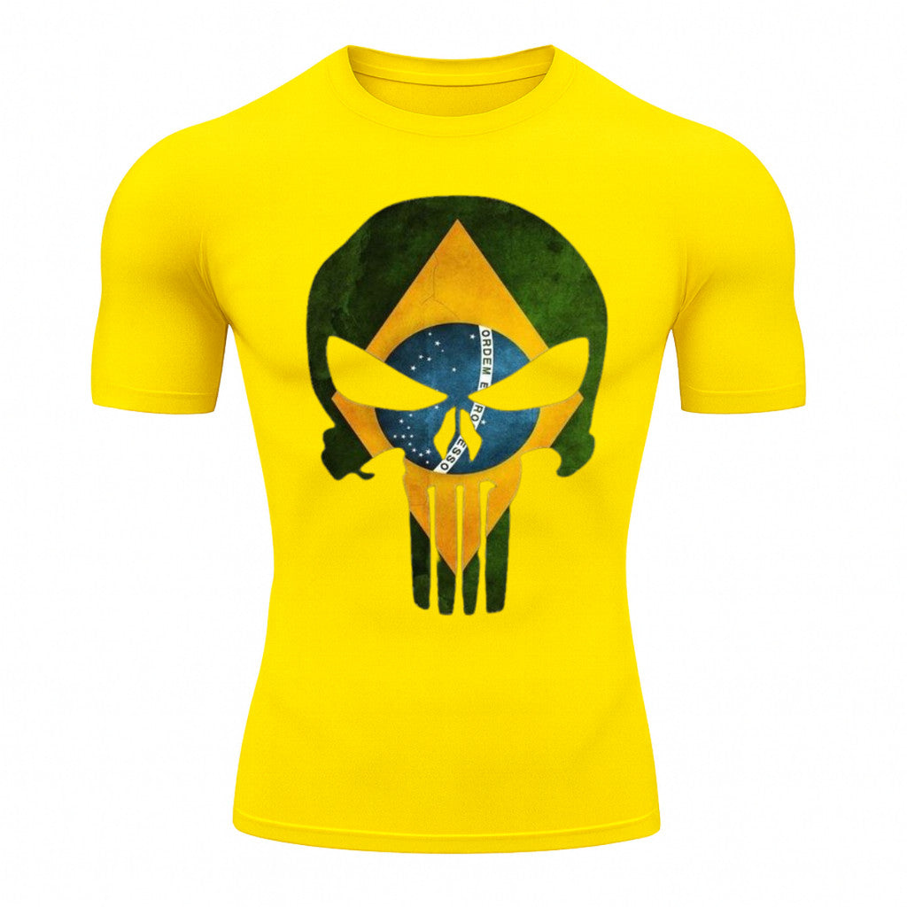 Camiseta Compressão Manga Curta UV Justiceiro Brasil Varias Cores Rash Guard