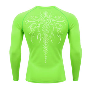 Camiseta Compressão Uv Manga Longa Cyber Tribal Chimera Spine Rash Guard
