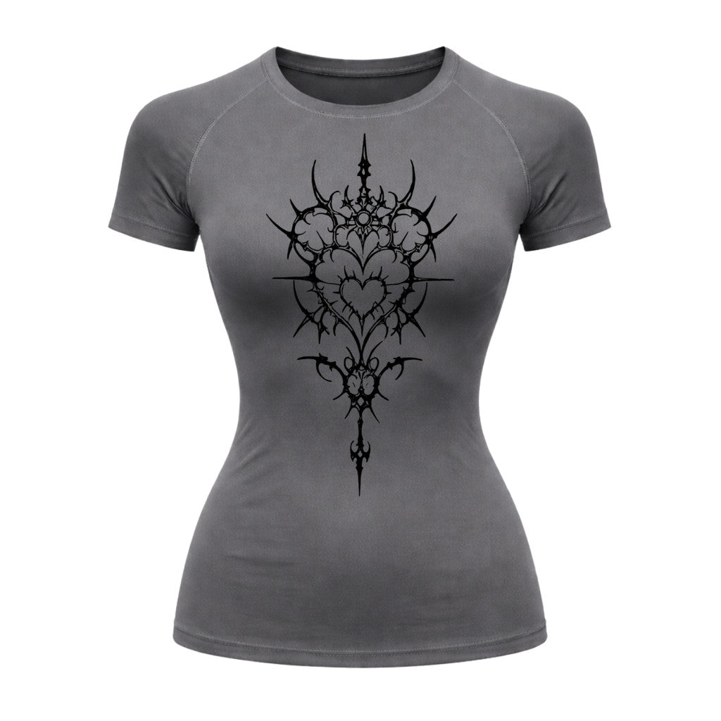 Camiseta Compressão Uv Manga Curta Cyber Tribal Iron Hearth Dark Rash Guard