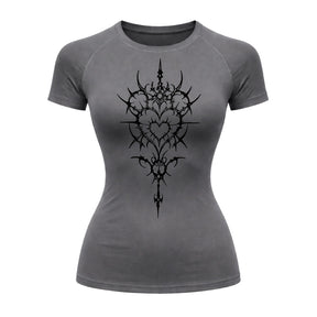 Camiseta Compressão Uv Manga Curta Cyber Tribal Iron Hearth Dark Rash Guard