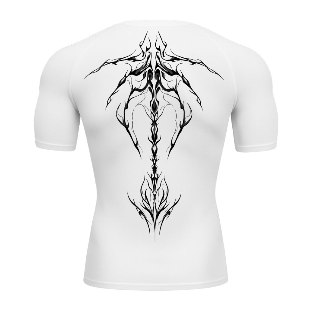 Camiseta Compressão Uv Manga Curta Cyber Tribal Unbreakable Dark Spine Rash Guard