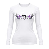 Camiseta Compressão Uv Manga Longa Cyber Tribal Kuromi Hello Kitty Rash Guard