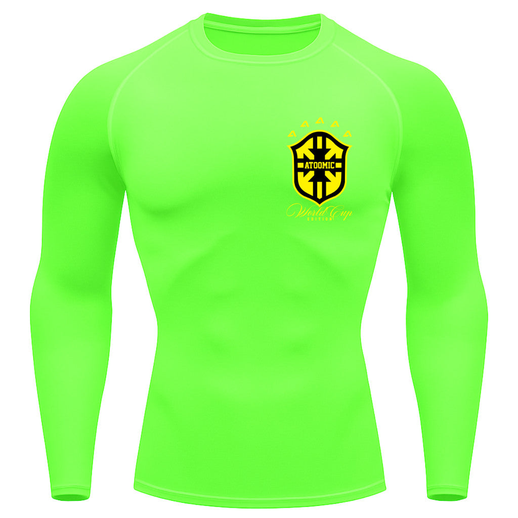Camiseta Compressão Manga Longa UV Atoomic Escudo Brasil Prime Varias Cores Rash Guard