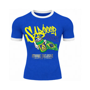 Camiseta Manga Curta Gola E Manga Colorida UV Atoomic Sabor Brasil Edition Copa