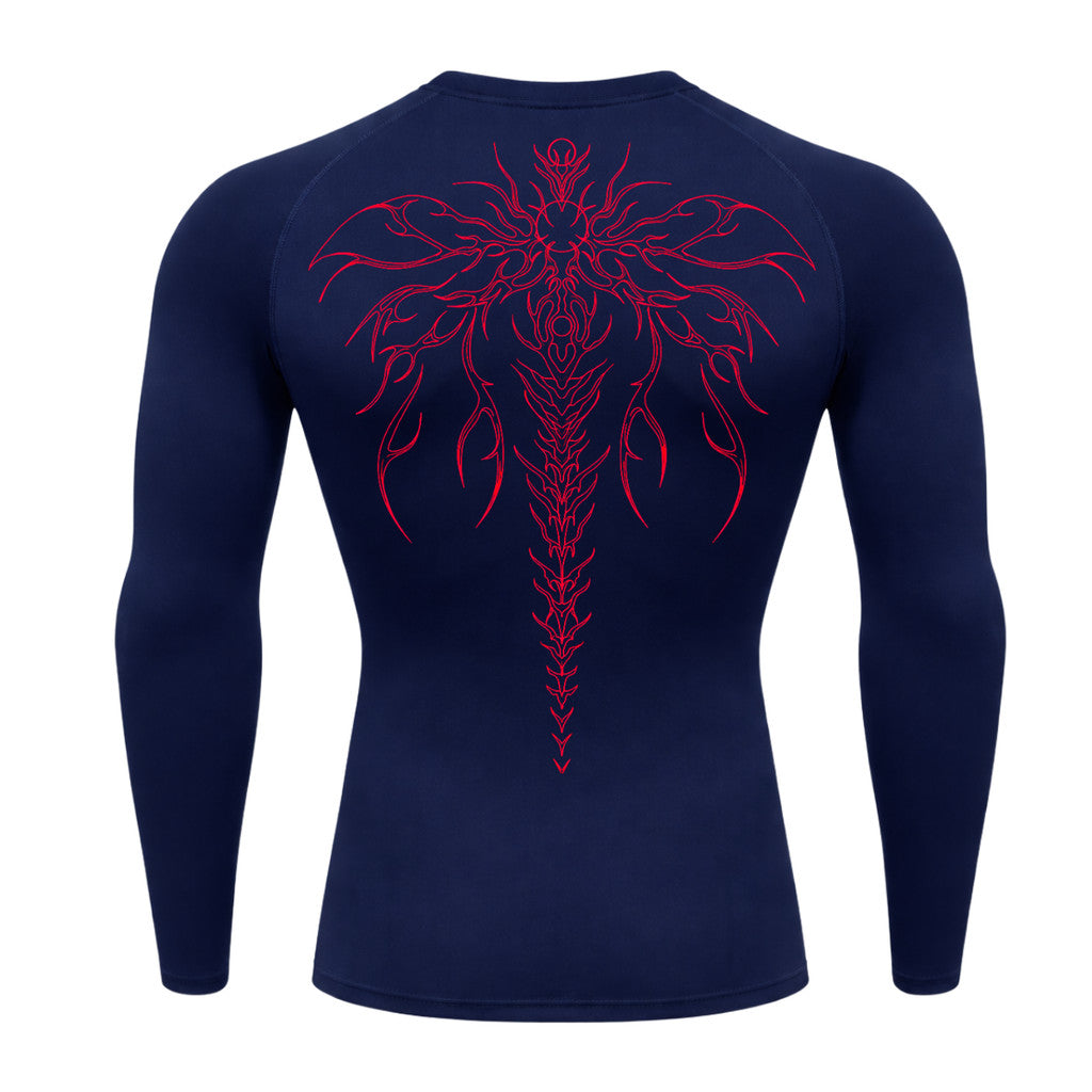 Camiseta Compressão Uv Manga Longa Cyber Tribal Chimera Spine Rash Guard