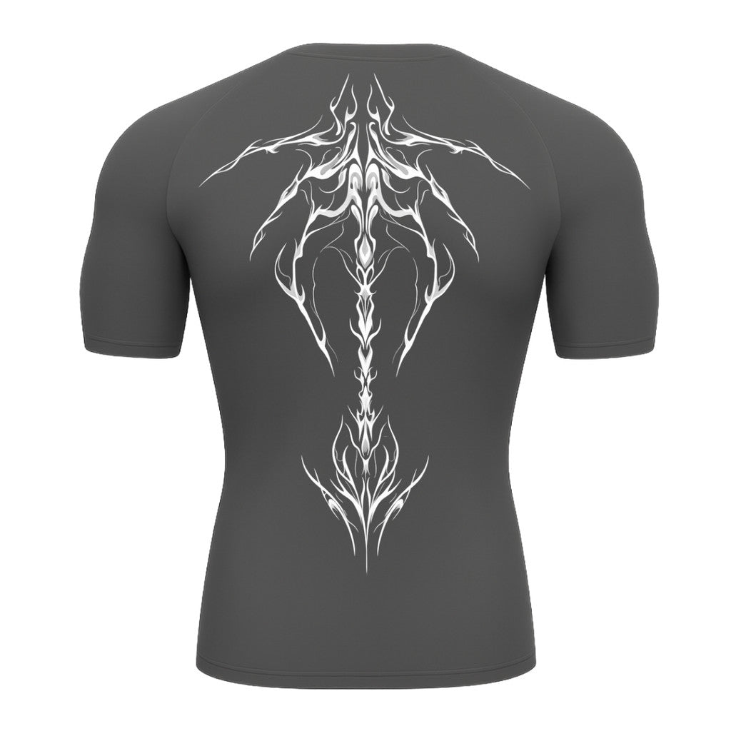 Camiseta Compressão Uv Manga Curta Cyber Tribal Unbreakable Dark Spine Rash Guard