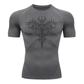 Camiseta Compressão Uv 50+ Manga Curta Cyber Tribal Savage Emblem Rash Guard