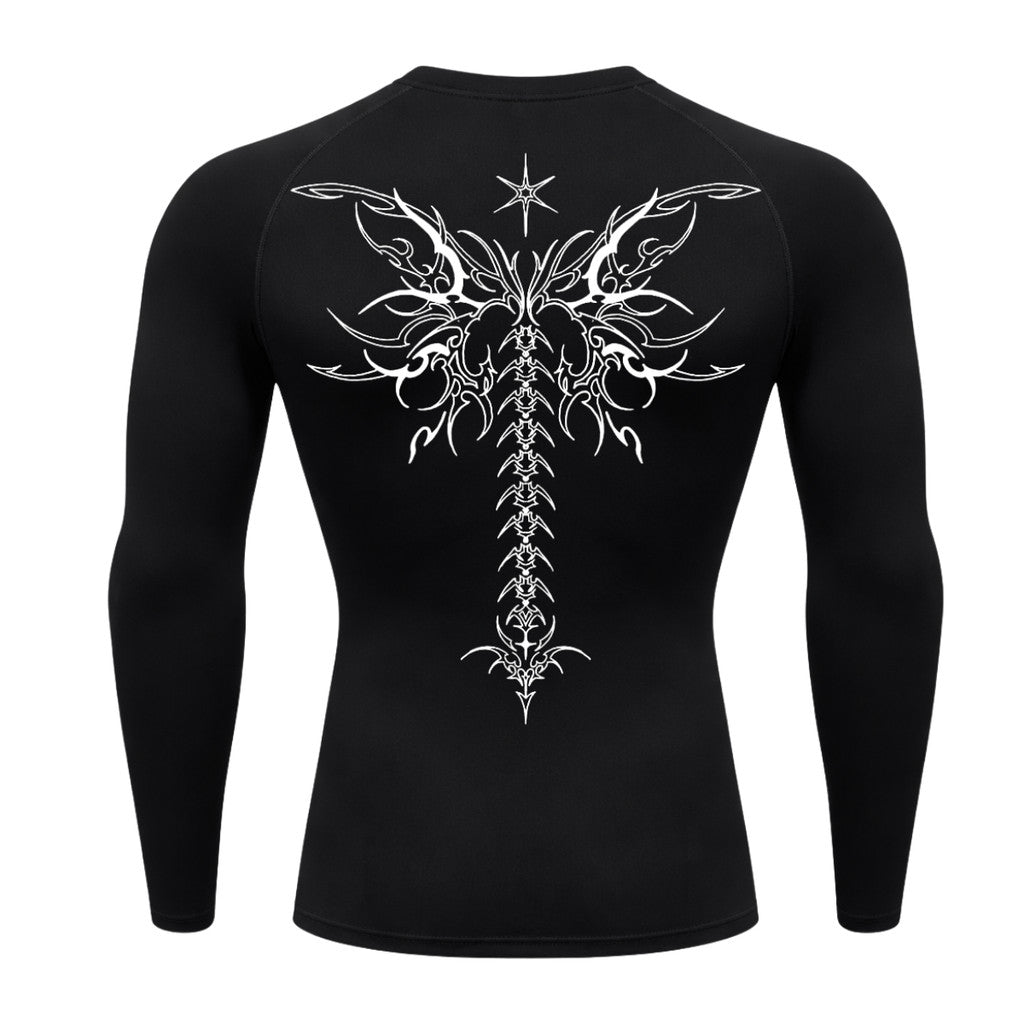 Camiseta Compressão Uv Manga Longa Cyber Tribal Shadow Stinger Wings Rash Guard