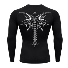 Camiseta Compressão Uv Manga Longa Cyber Tribal Shadow Stinger Wings Rash Guard