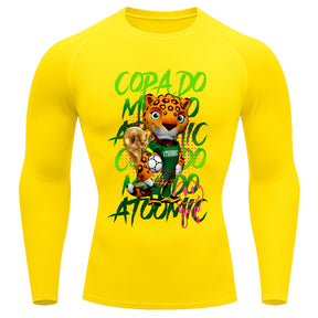 Camiseta Compressão Manga Longa UV Atoomic Onça Mascote Brasil Varias Cores Rash Guard