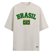 Camiseta Oversized Manga Curta Brasil Estilo Bordado Varias Cores
