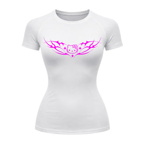 Camiseta Compressão Uv Manga Curta Cyber Tribal Angel Hello Kitty Rash Guard
