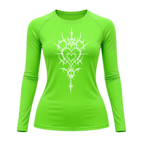 Camiseta Compressão Uv Manga Longa Cyber Tribal Iron Heart Dark Rash Guard