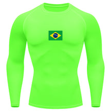 Camiseta Compressão Manga Longa Proteção UV 50+ Bandeira Do Brasil Camiseta Varias Cores Rash Guard
