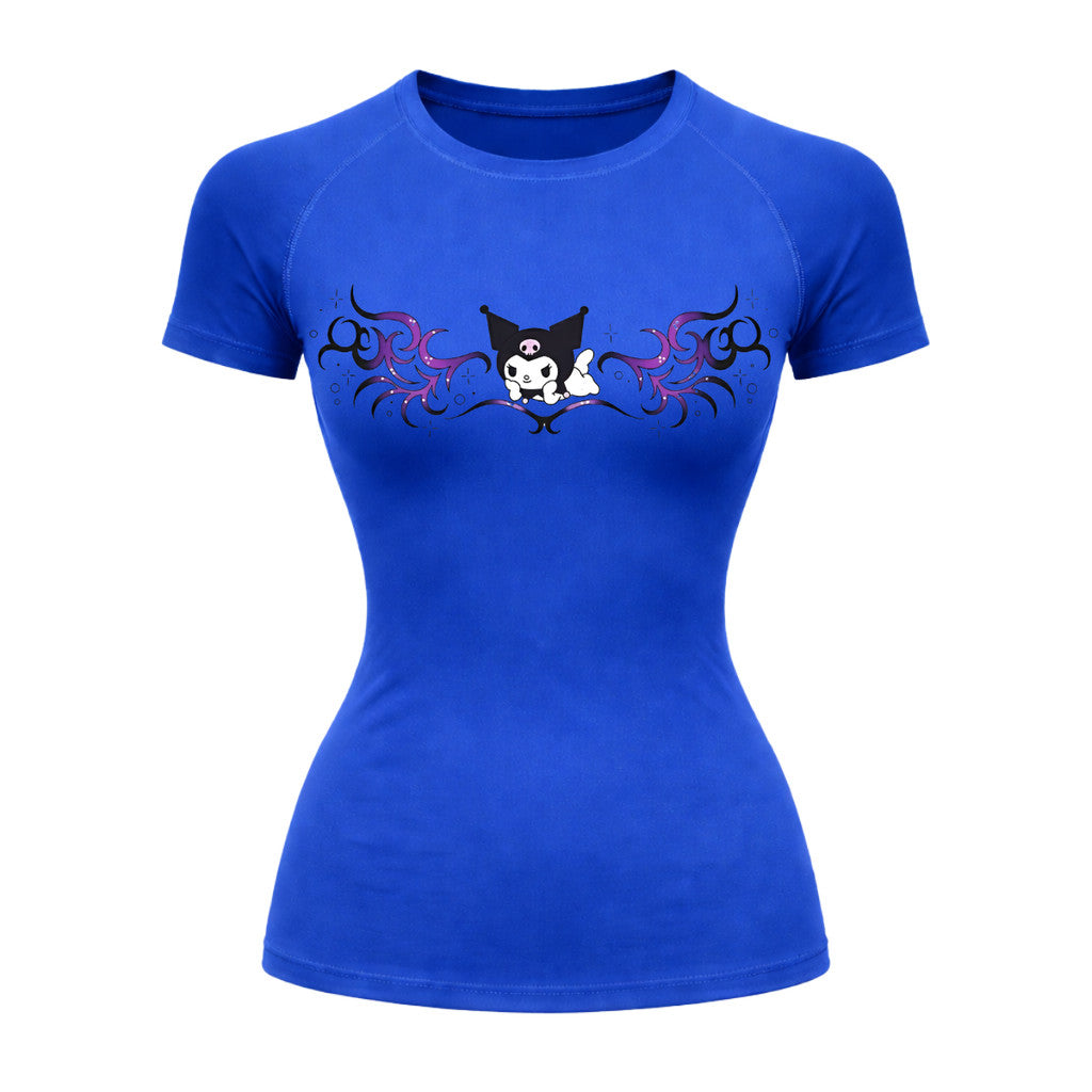 Camiseta Compressão Uv Manga Curta Cyber Tribal Kuromi Hello Kitty Rash Guard