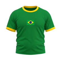 Camiseta Plus Size Manga Curta Bandeira Do Brasil Colorida