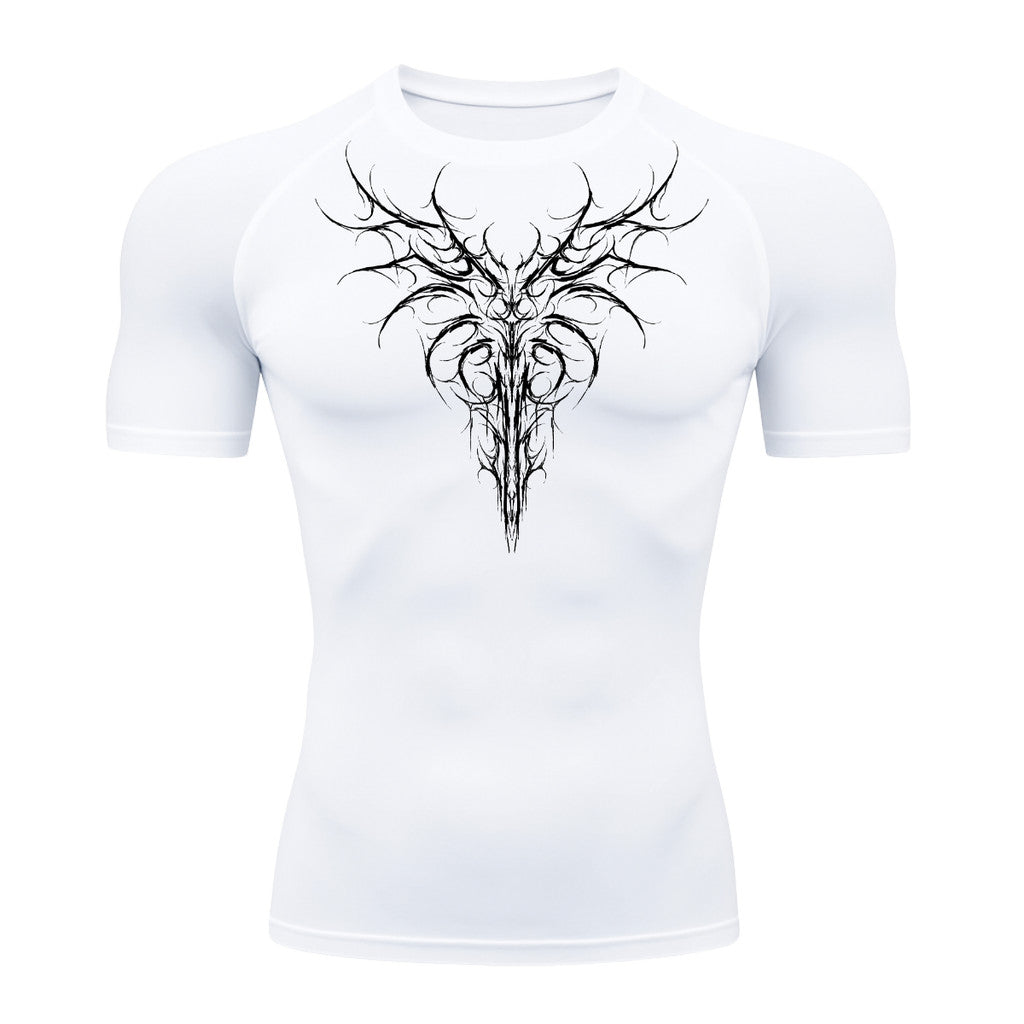 Camiseta Compressão Uv 50+ Manga Curta Cyber Tribal Dark Instinct Rash Guard